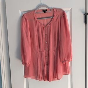 Talbots Coral Pleated Blouse